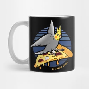 cockatiel on pizza - funny doodle - it's mine now! Mug